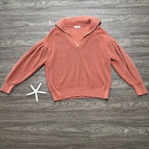 525 America Women’s Pleated Sleeve 1/4-Zip Pullover in Rust, Size Medium